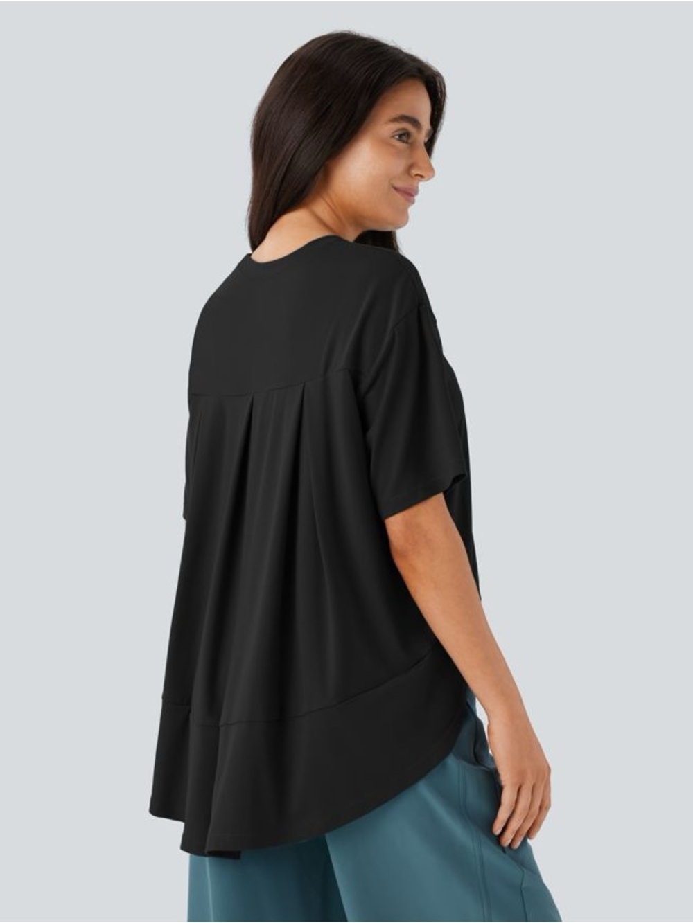 Halara Black Short Sleeve High Low Asymmetric Casual Top MSRP $35 NWT Small